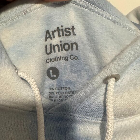 Artist Union Clothing Company Tie Dye Blue White Hoodie Large - Picture 3 of 5